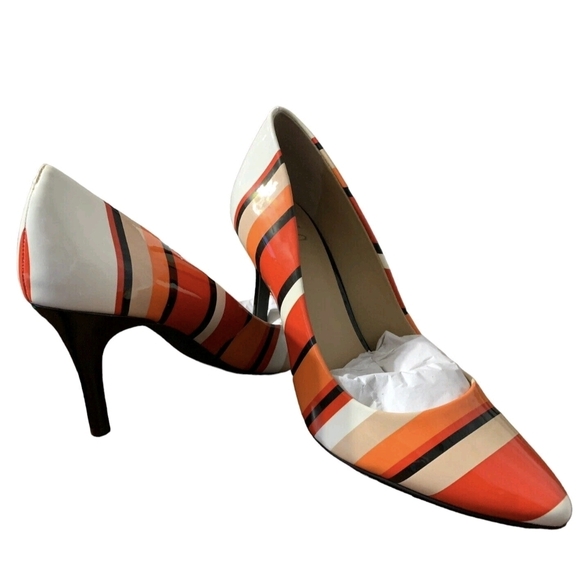 INC International Concepts Shoes - INC Womens Zitah Red Patent Striped Pumps